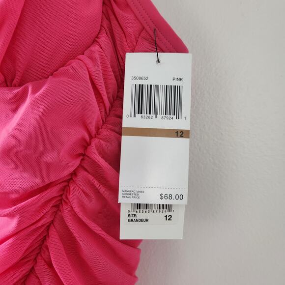 New Be Creative Tankini Swimsuit Top Size 12 Pink, Ruched, Adjustable Straps - Picture 5 of 5